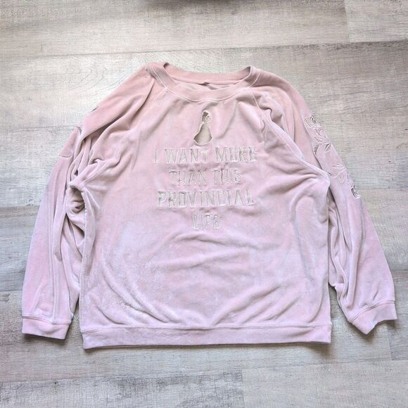 Disney Beauty and the Beast Belle Velour Pullover for Women L Pink Peach - Picture 1 of 7